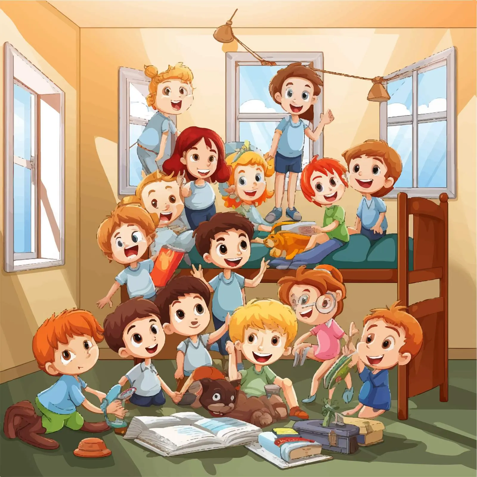 Illustration of Kids Playing in a Room — free download from Dotvec