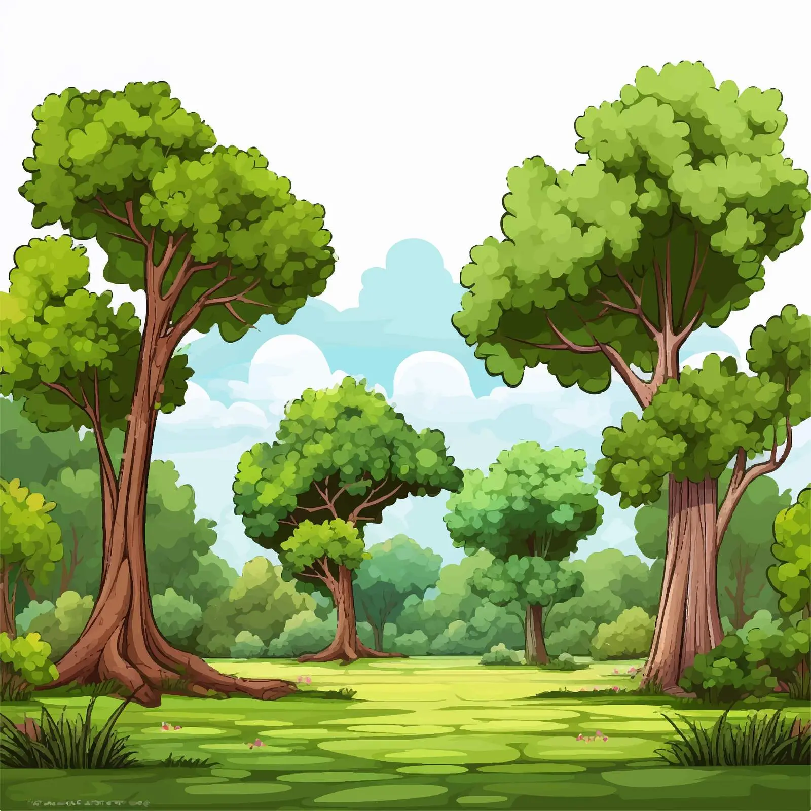 Cartoon Illustration of a Forest with Trees — free download from Dotvec