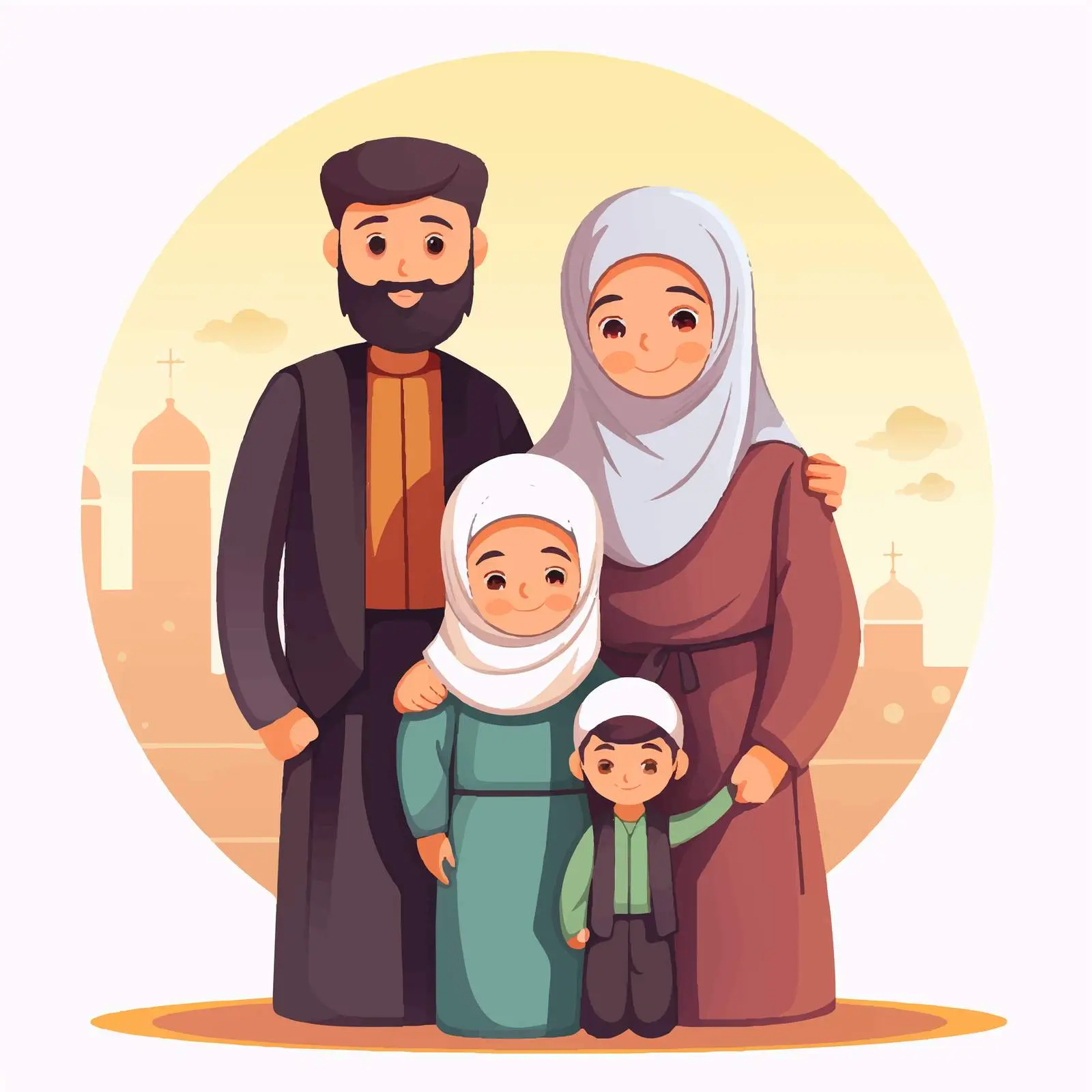 Cartoon Muslim Family Illustration for Diverse Representation — free download from Dotvec