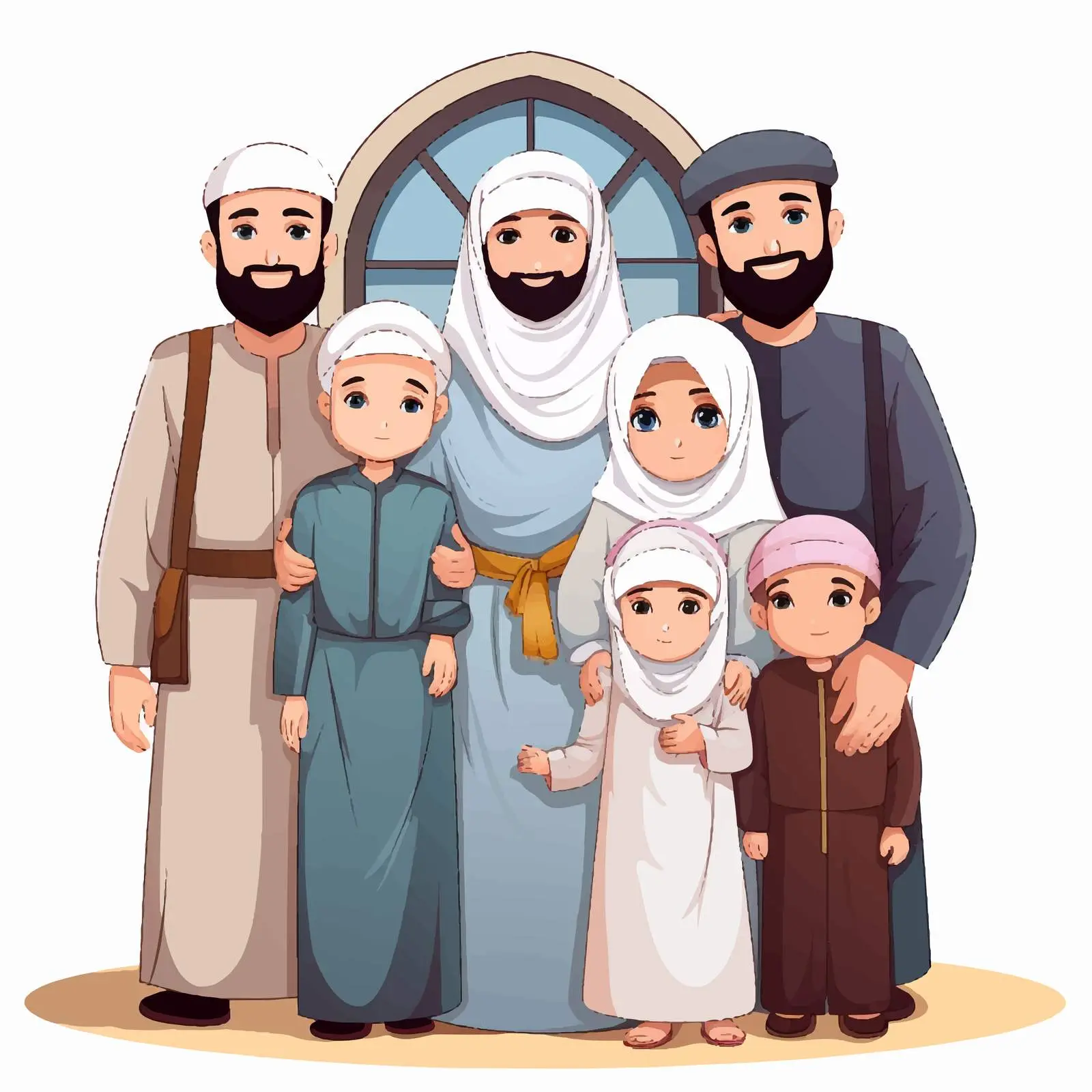Cartoon Muslim Family Vector Illustration — free download from Dotvec