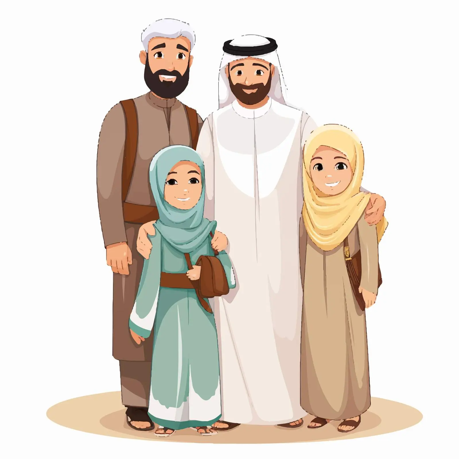 Muslim Family Cartoon Character Illustration – free tolerance image from Dotvec