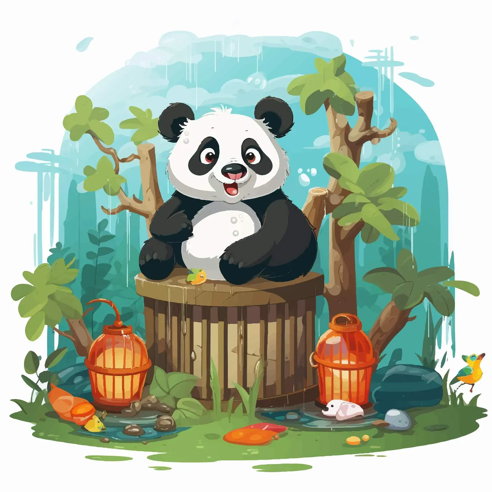 Panda in Zoo Illustration - Cartoon Vector Art — free download from Dotvec