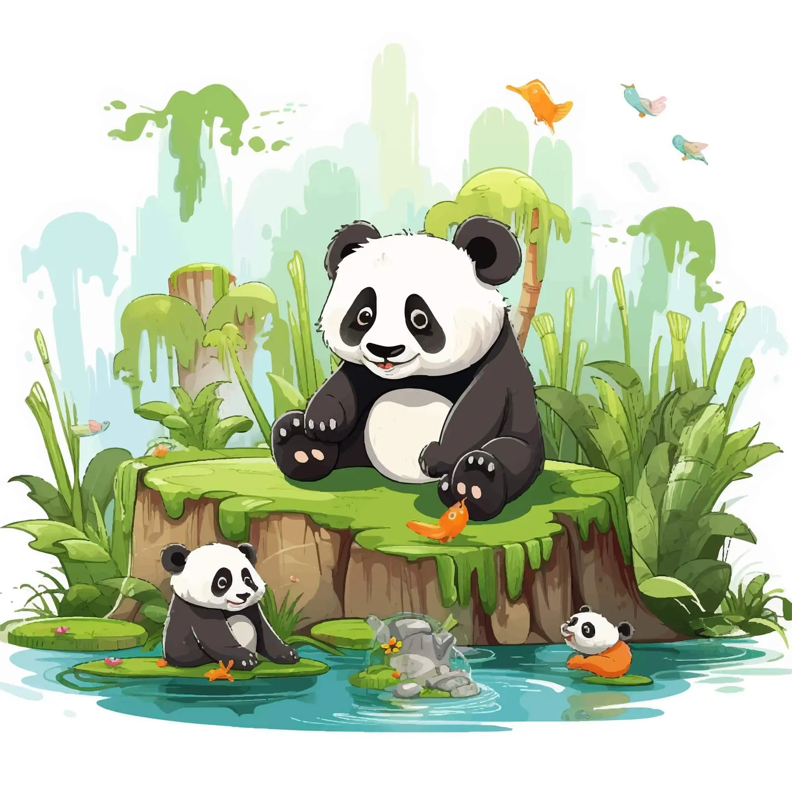 Panda Illustration in Zoo Settings — free download from Dotvec