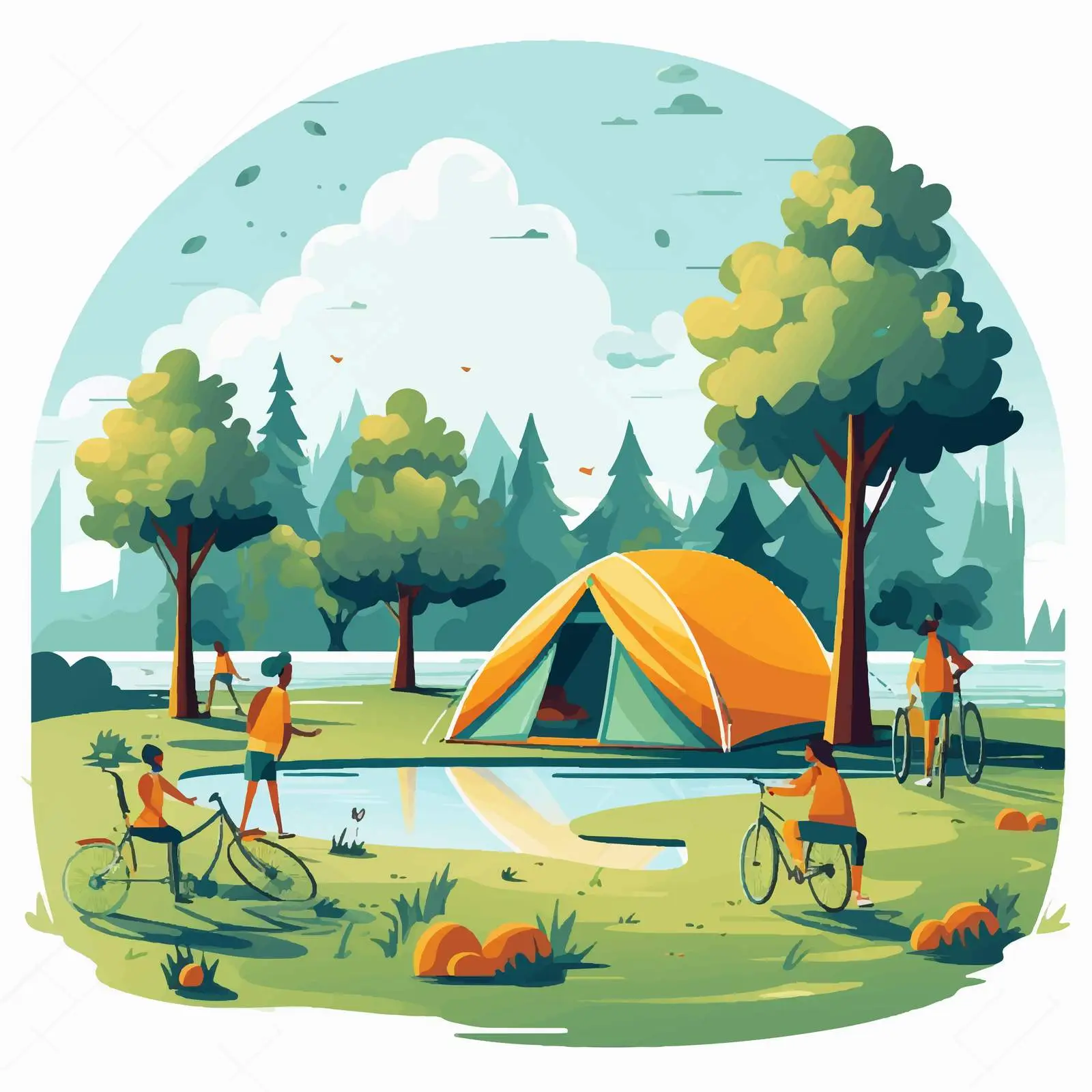 Camping Adventure in the Park Vector Illustration — free download from Dotvec