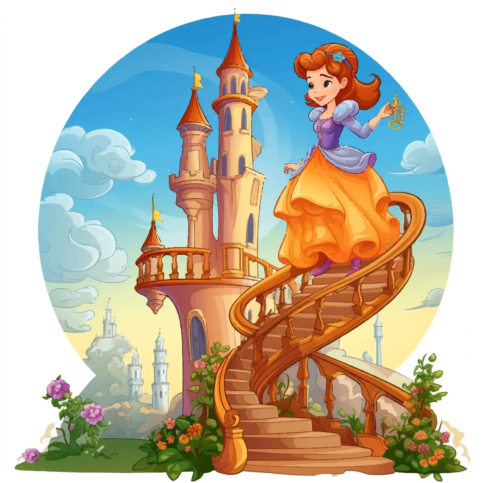Princess in Tower Vector Illustration – free princess image from Dotvec