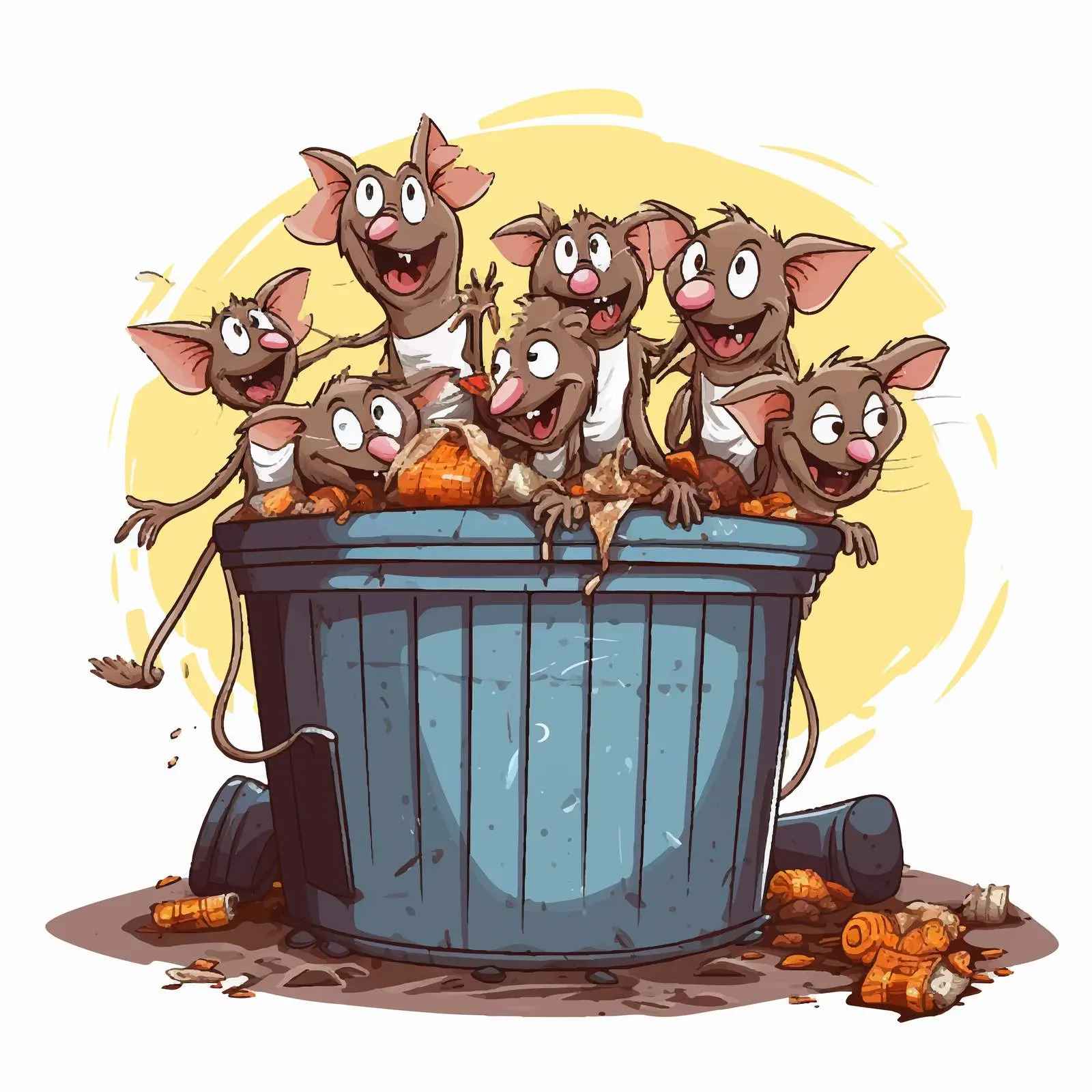 Rats Searching Trashcans Illustration Vector Art — free download from Dotvec