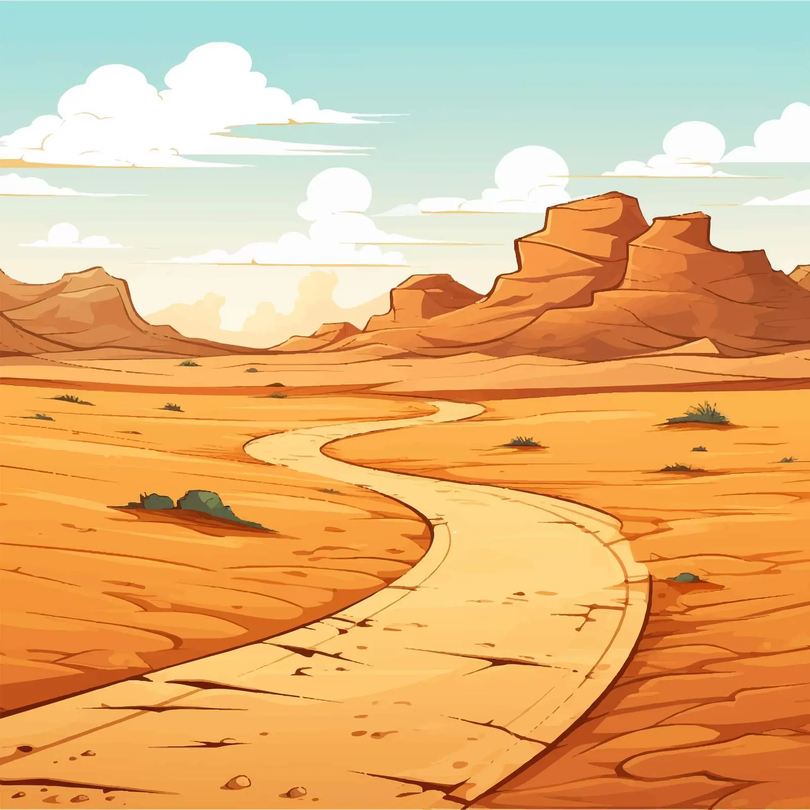 Desert Road Illustration Vector Art — free download from Dotvec