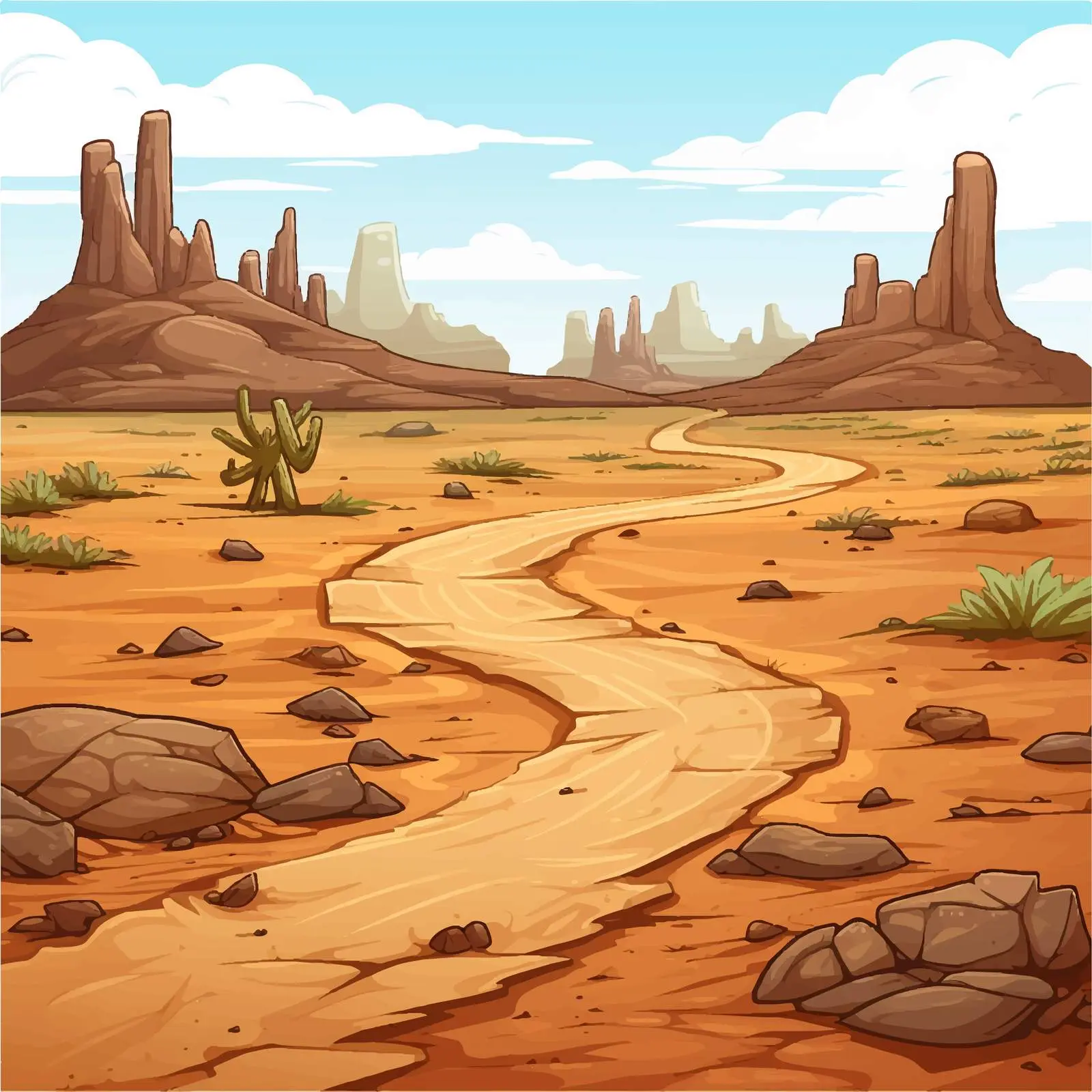 Road in Desert Illustration Vector Art — free download from Dotvec