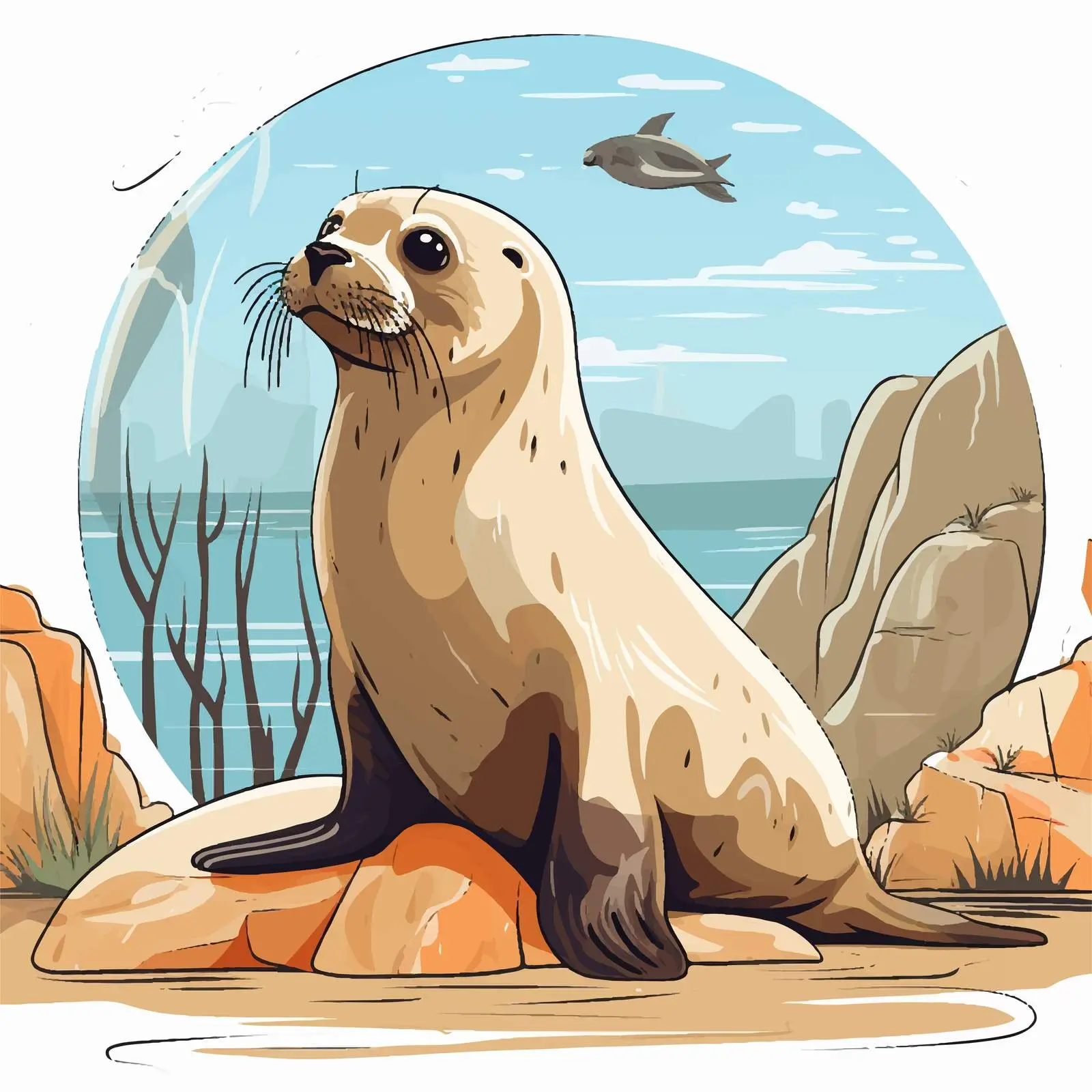 Cartoon Seal at the Zoo - Vector Illustration — free download from Dotvec
