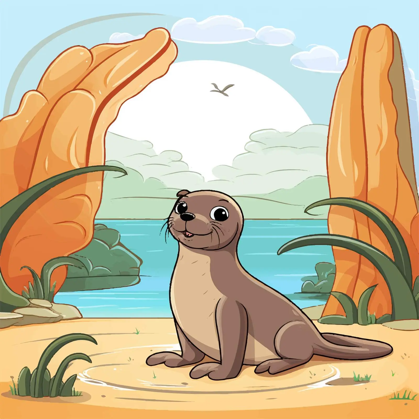 Cartoon Seal Illustration at Zoo — free download from Dotvec
