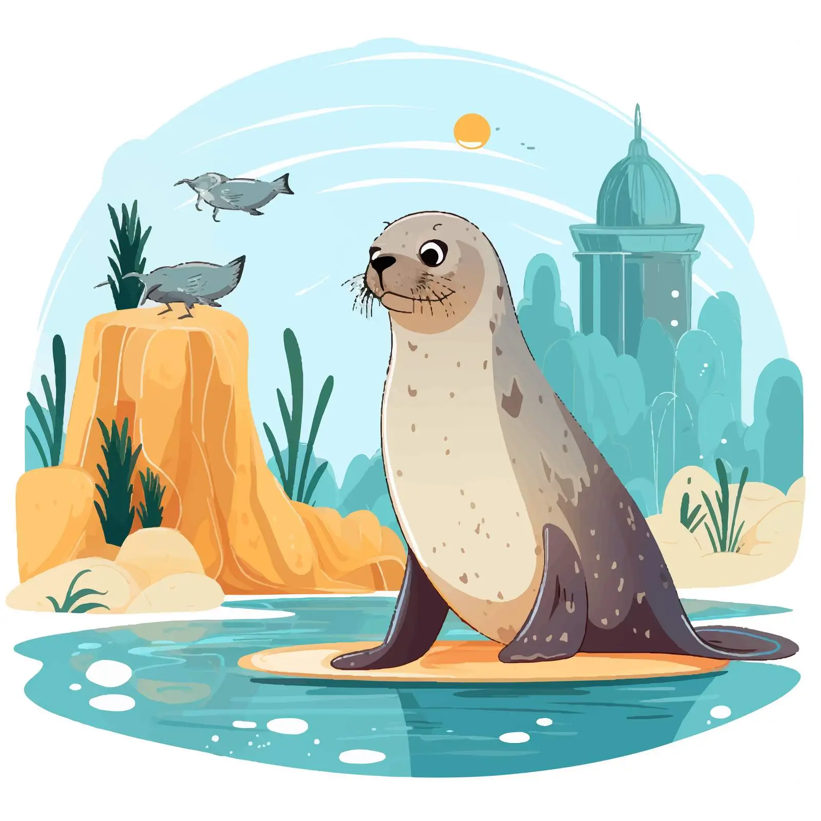 Zoo Seal Illustration Vector Art — free download from Dotvec