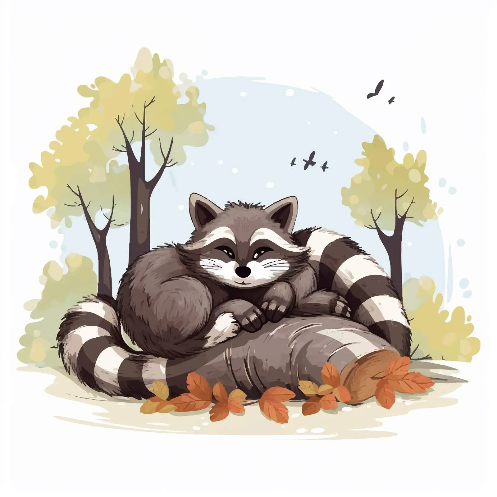 Two Raccoons Sleeping in a Park Illustration — free download from Dotvec