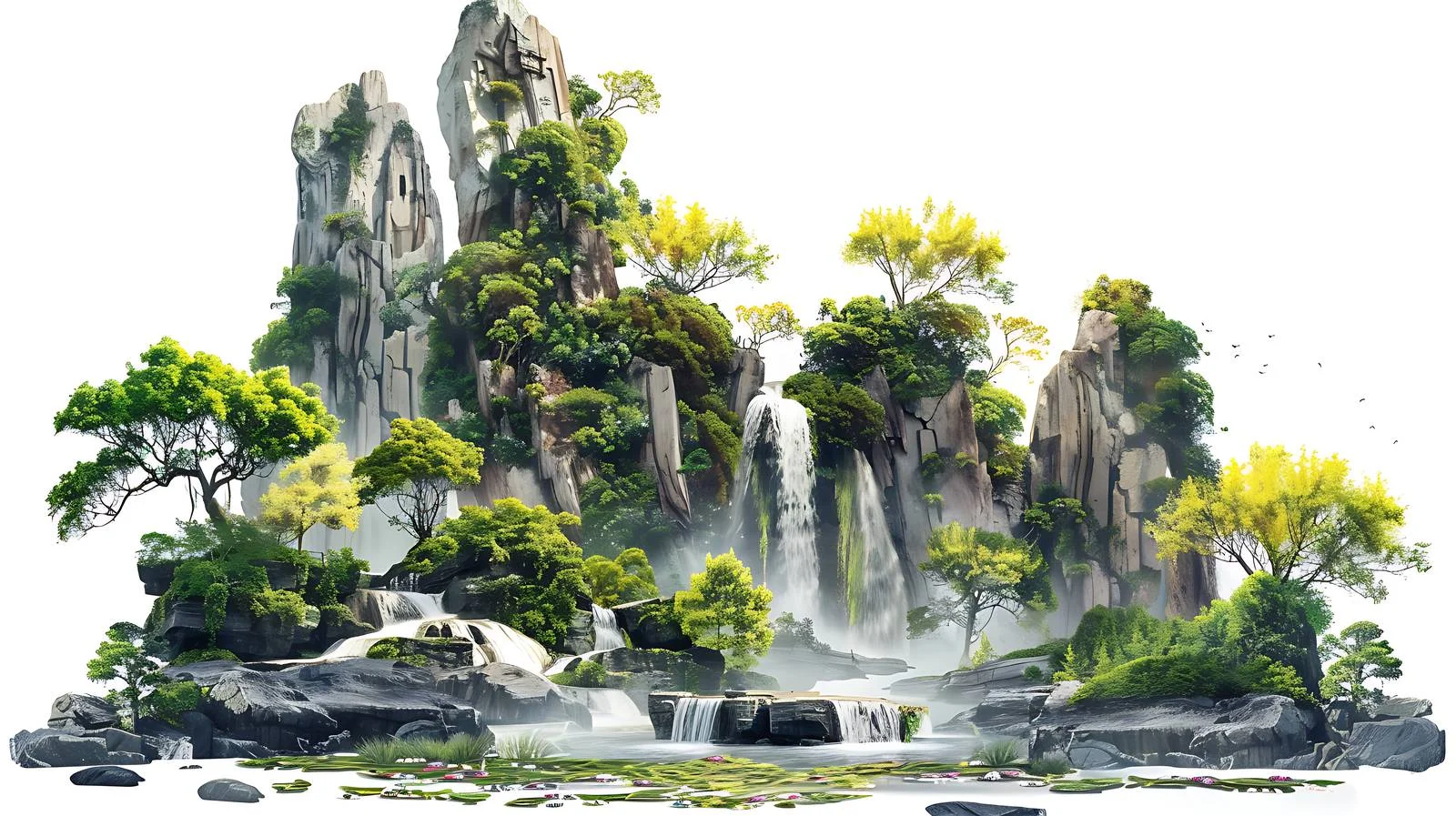 Serene Bashang Landscape on White Background — free download from Dotvec