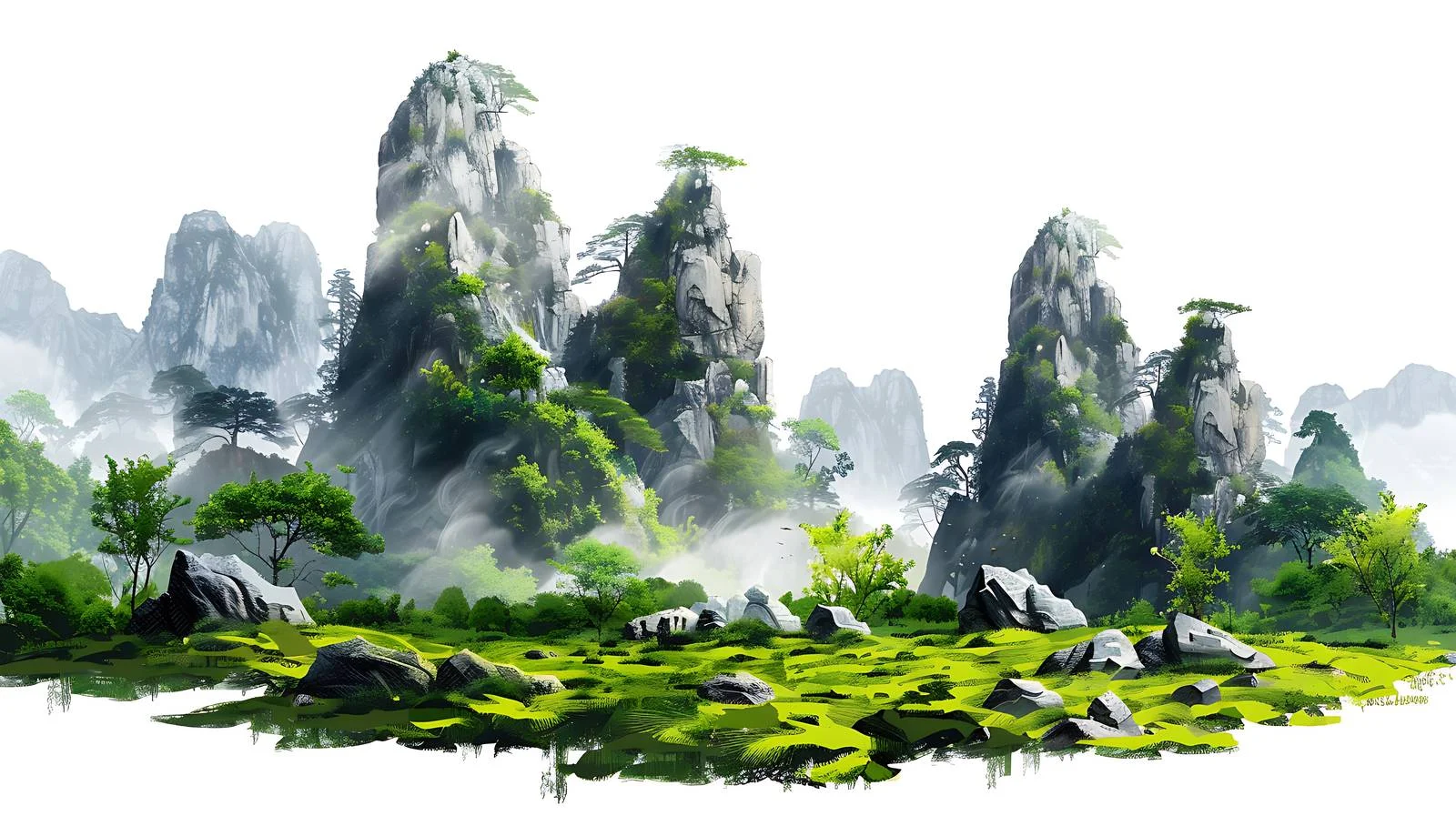 Serene Bashang Landscape on White Background — free download from Dotvec