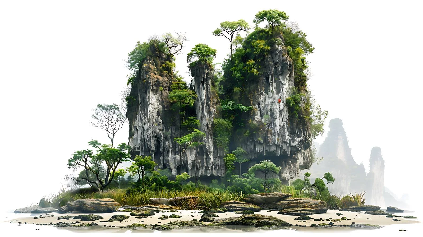 Serene Bashang Landscape on White Background — free download from Dotvec