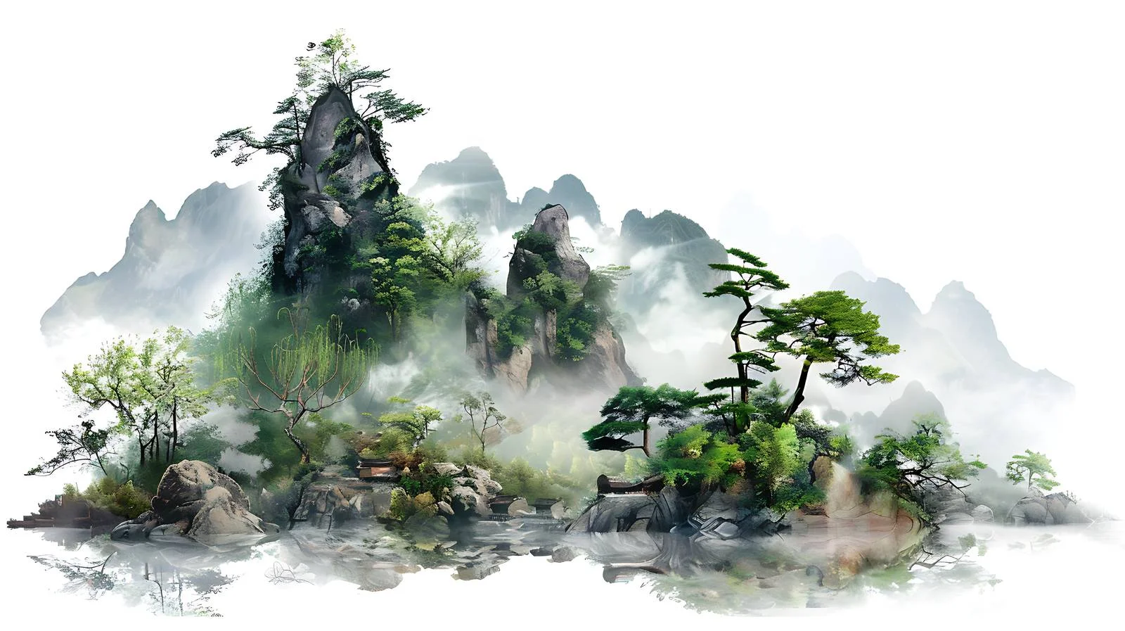 Bashang Scenery White Background — free download from Dotvec