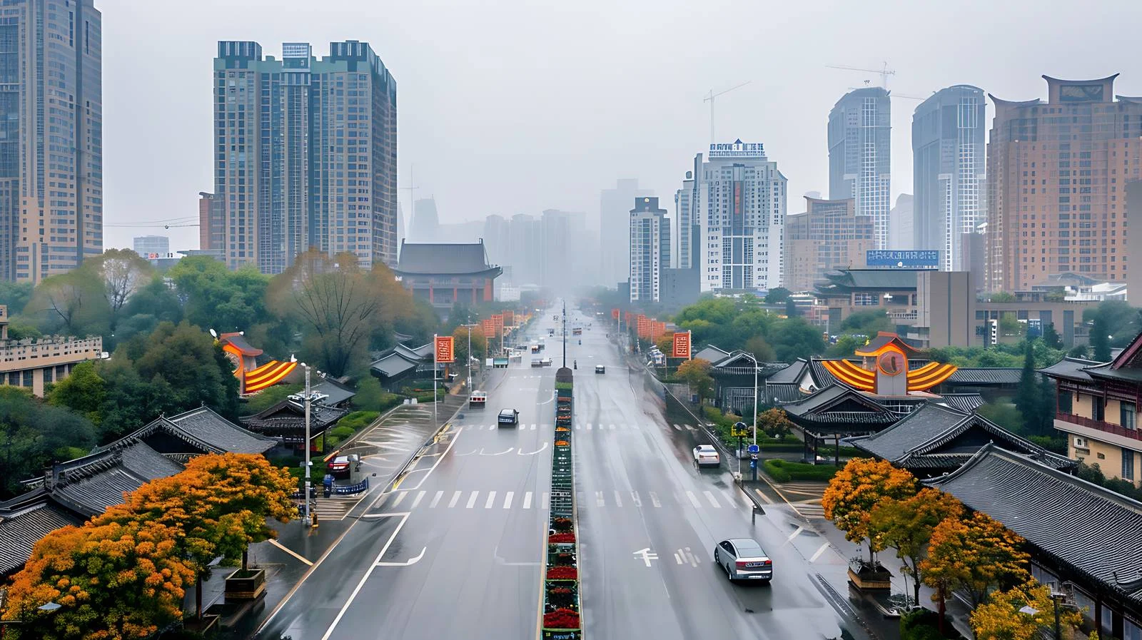Tranquil Chengdu Tianfu Avenue White Background — free download from Dotvec