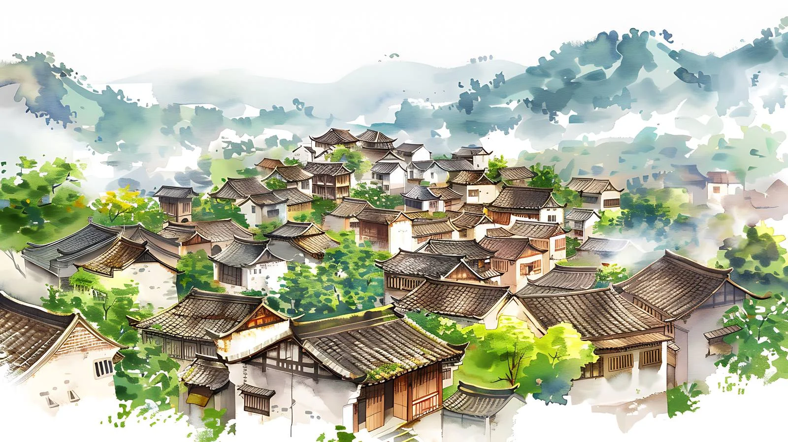 Serene Juxian County Landscape on White — free download from Dotvec