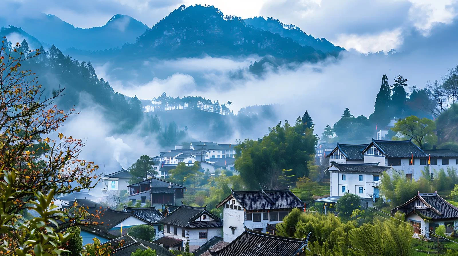 Tranquil Ke Village Amidst Mount Huangshan — free download from Dotvec