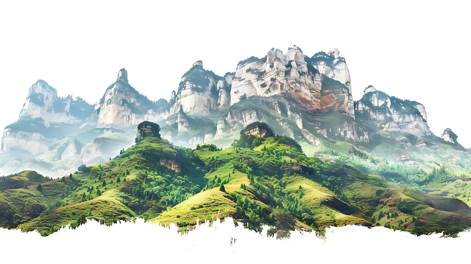 Yandang Mountain Serene Landscape on White — free download from Dotvec