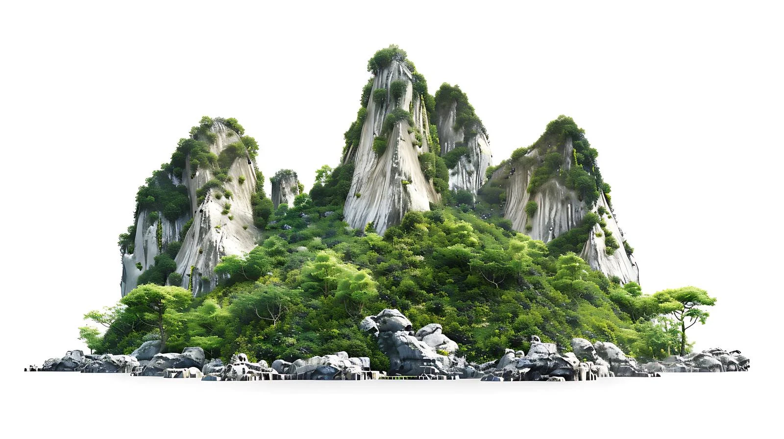 Yandang Mountain Scenery on White Background — free download from Dotvec