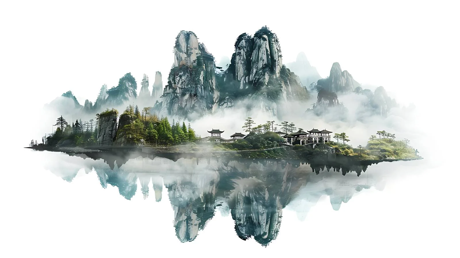 Zangzhai Zhagana Scenery Isolated on White — free download from Dotvec