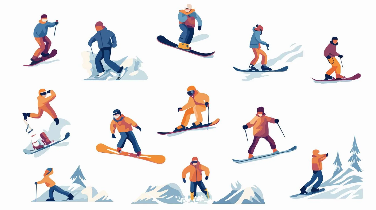 Snowboarders Shredding Snowy Mountain Slopes — free download from Dotvec