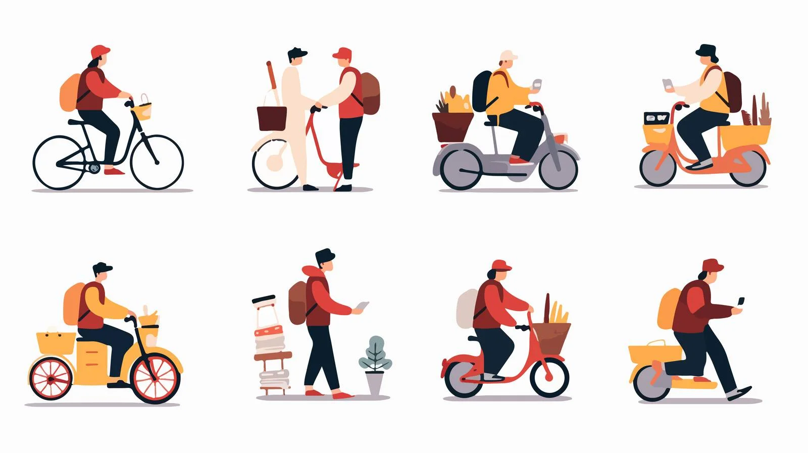 Takeaway Food Delivery Scene with Mobile — free download from Dotvec