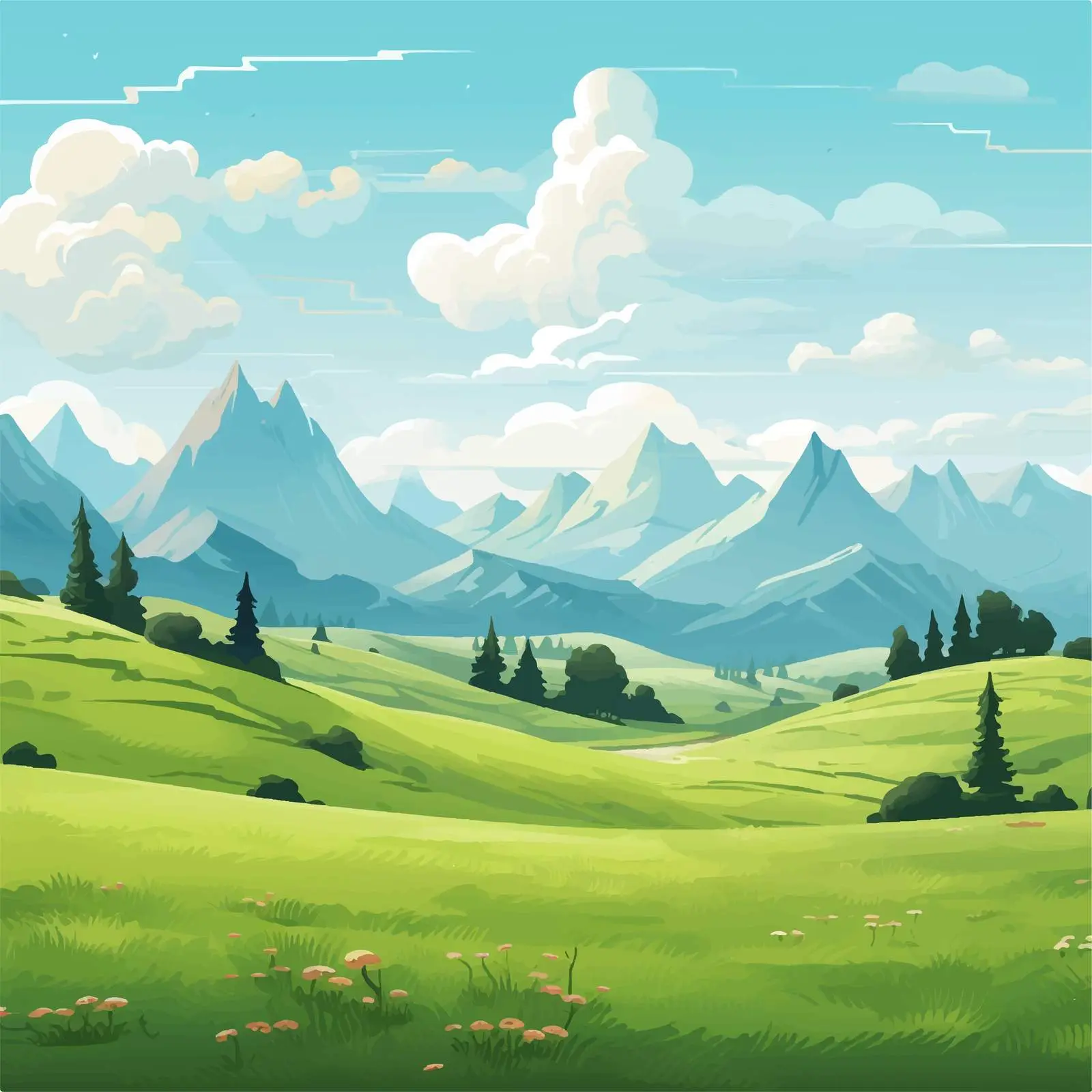 Summer Mountain Landscape with Green Grass – free rave image from Dotvec