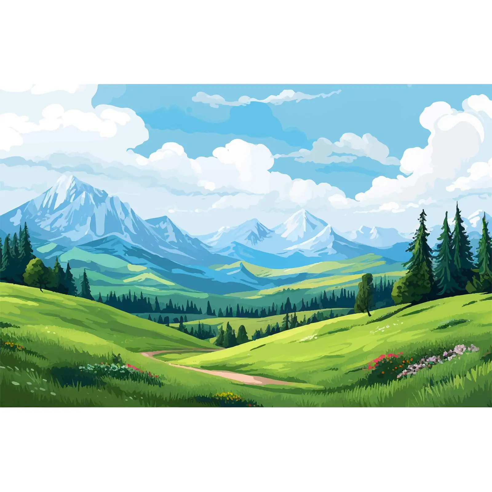 Summer Landscape with Green Mountains and Scenic Views — free download from Dotvec