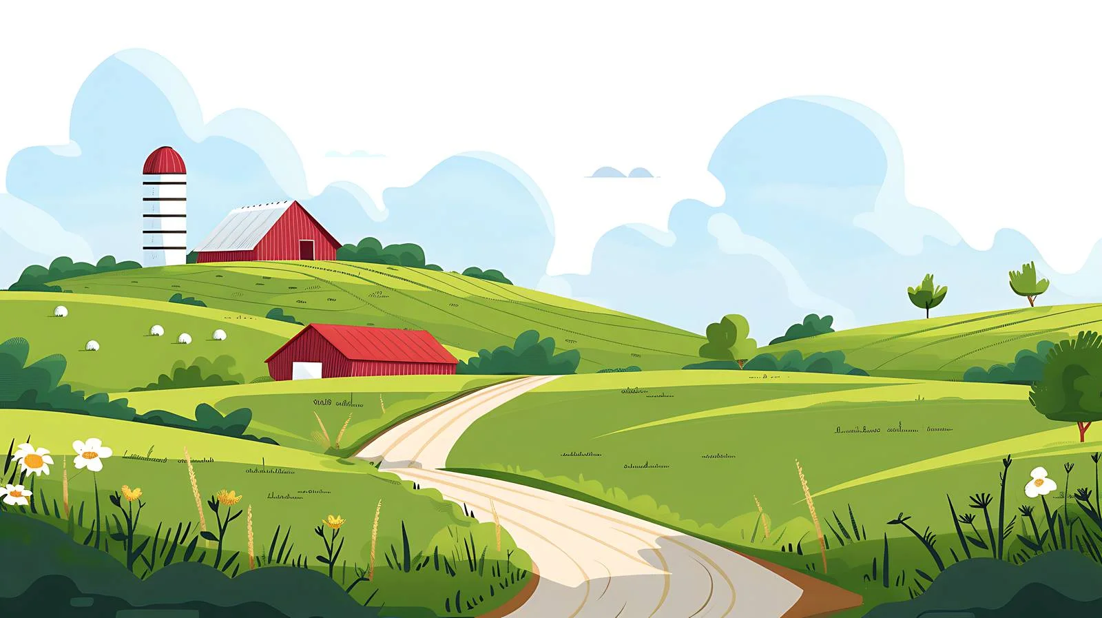 Rural Farm Landscape under Clear Blue Sky — free download from Dotvec