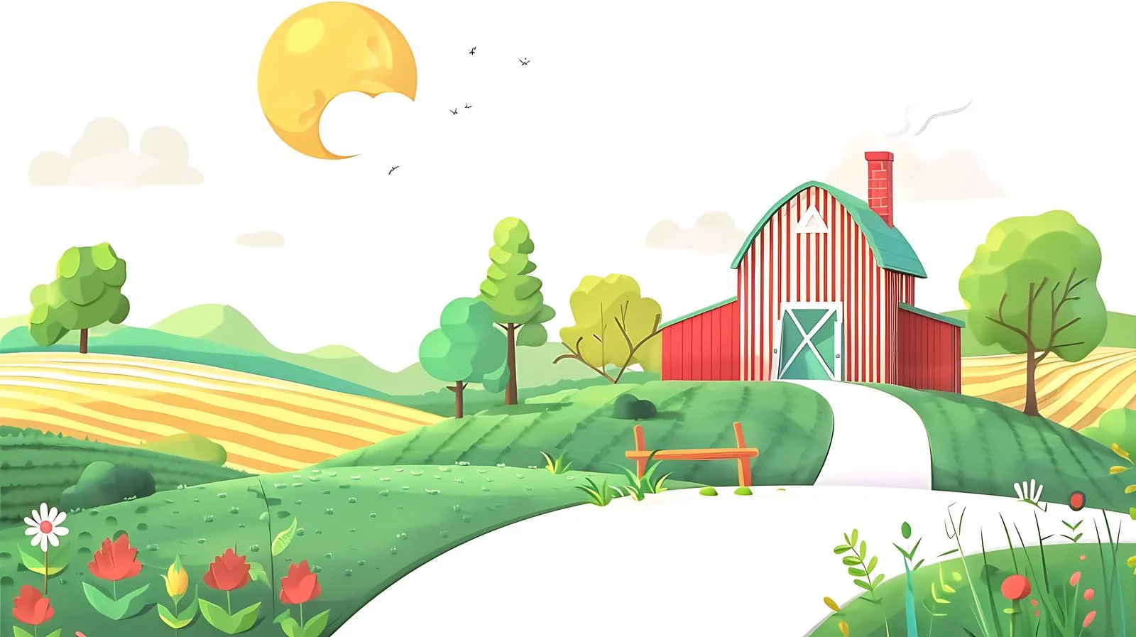 Rural Landscape with Sunny Sky Isolation — free download from Dotvec