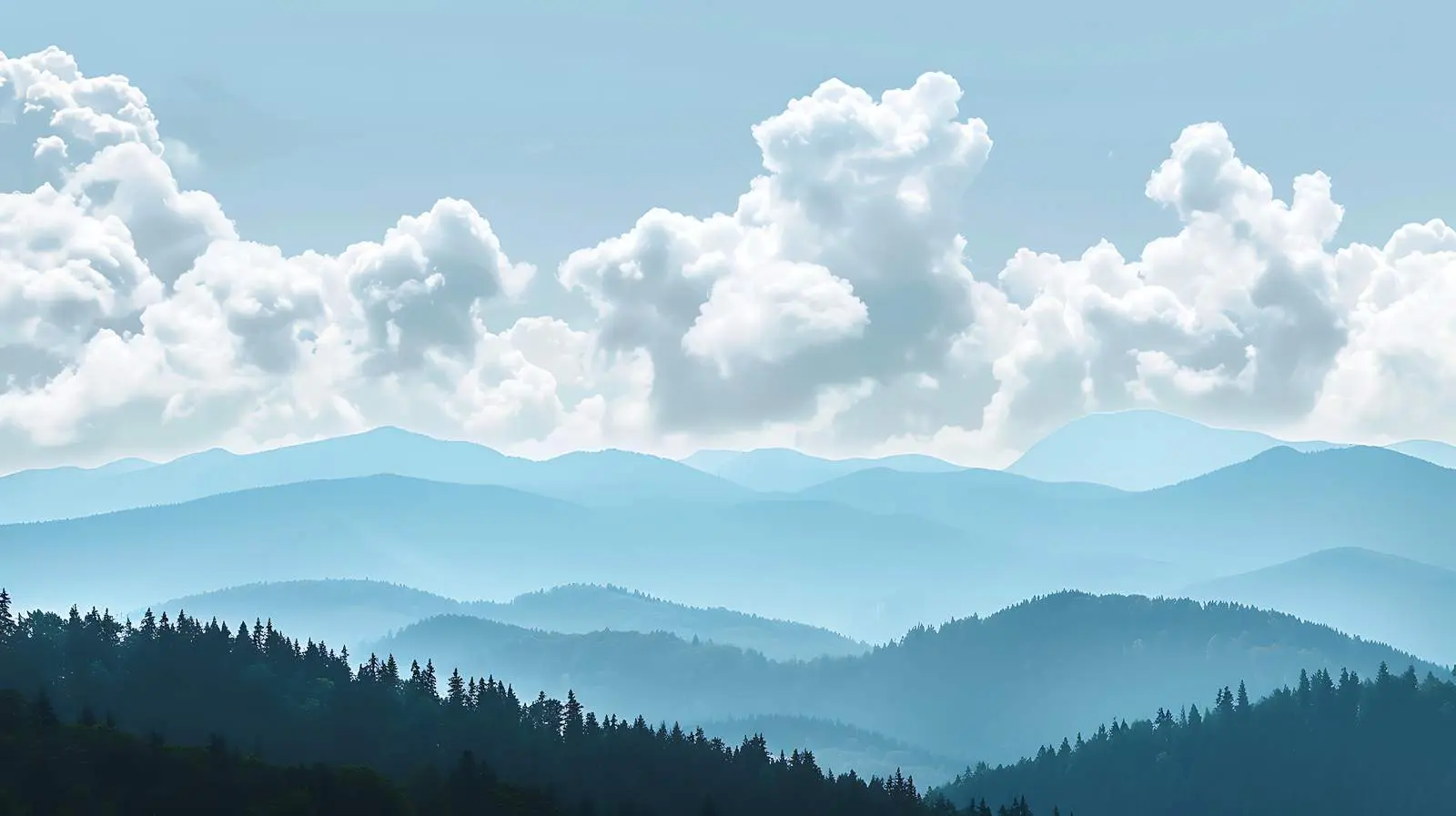 Scenic Mountain Forest Landscape with Clouds — free download from Dotvec