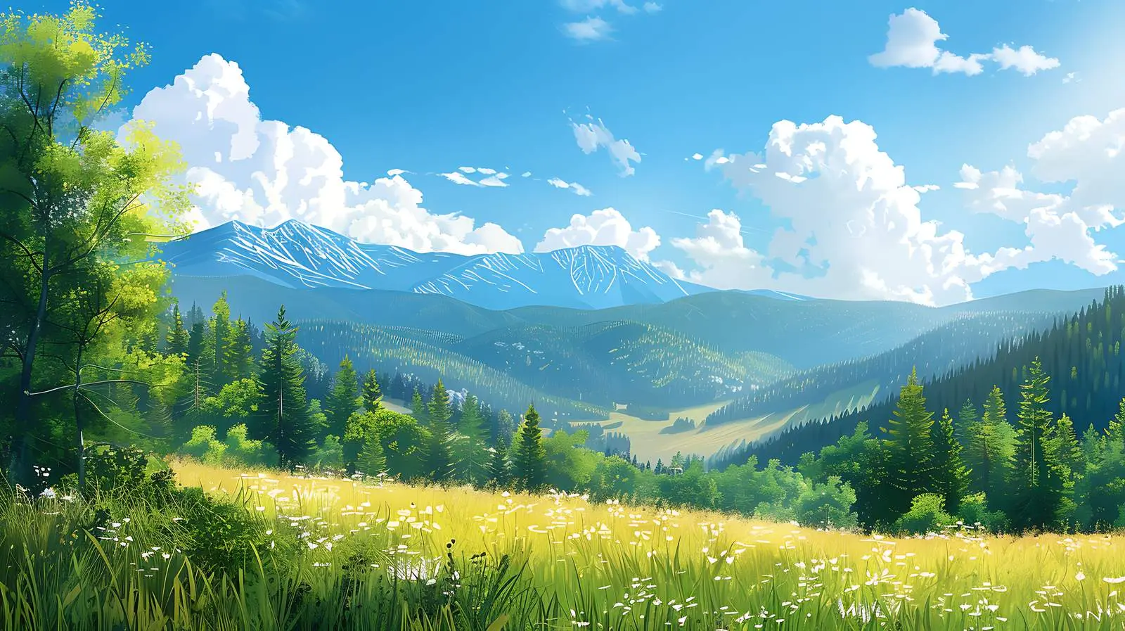 Breathtaking Mountain View with Clouds and Forest – free viewpoint image from Dotvec