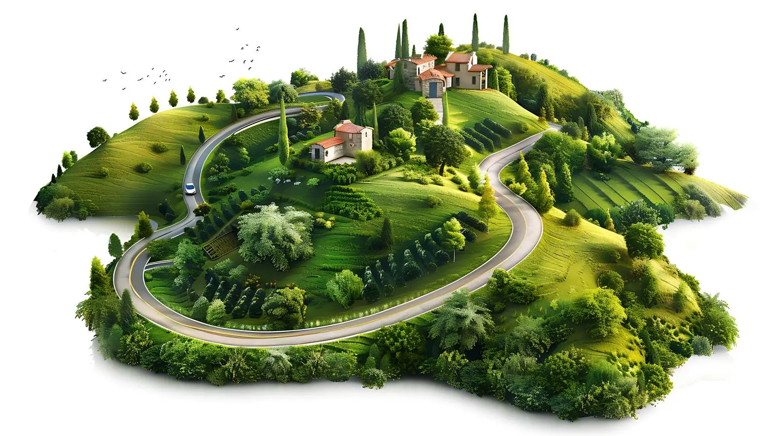 Scenic Mountain Valley with Forest and Sky – free clouds image from Dotvec