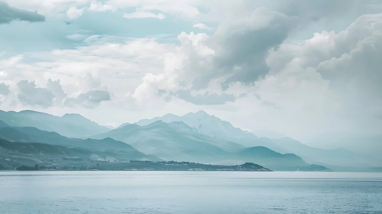 Majestic Ocean and Mountain Vista under Clouds — free download from Dotvec