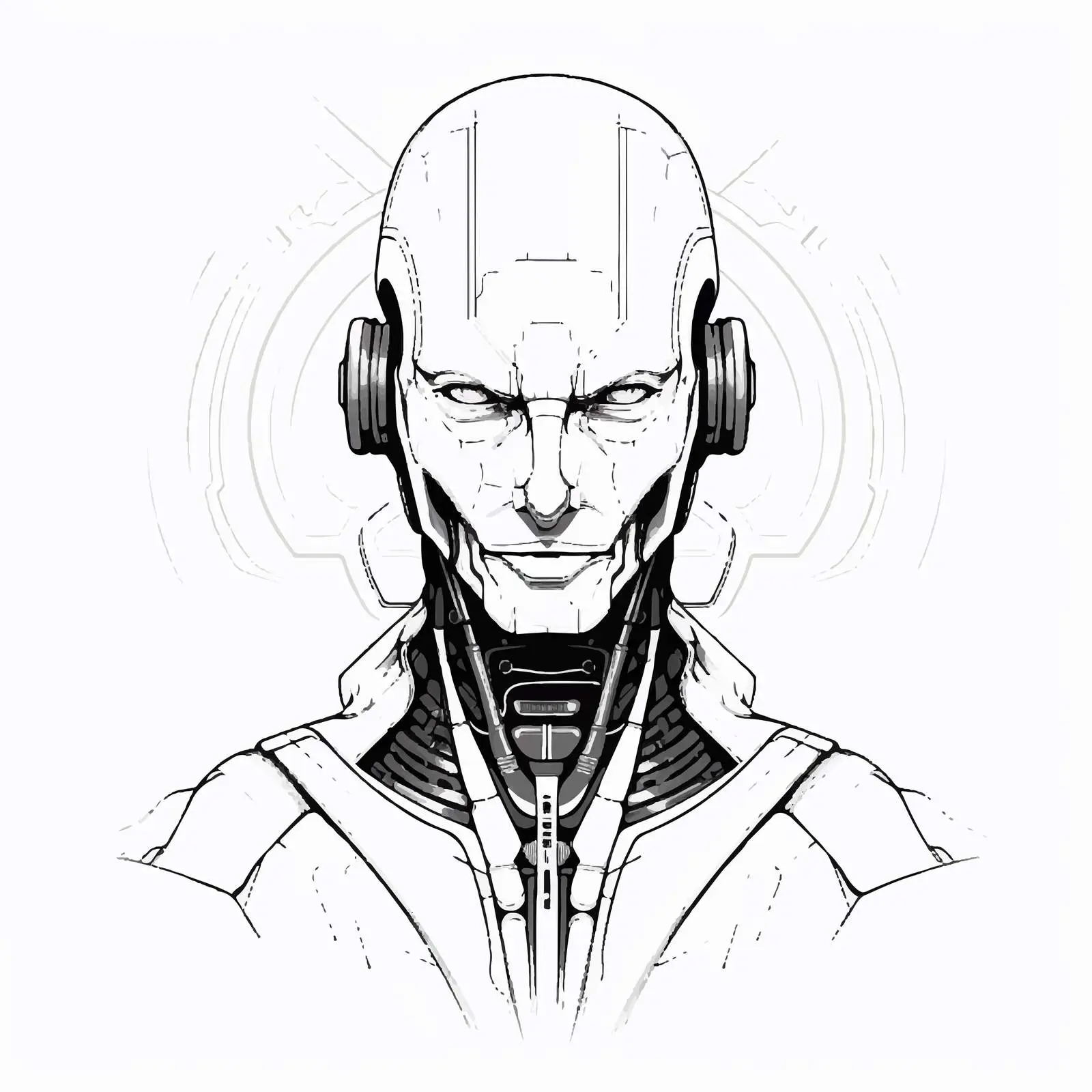 Schematic Portrait of Robot on White Background — free download from Dotvec