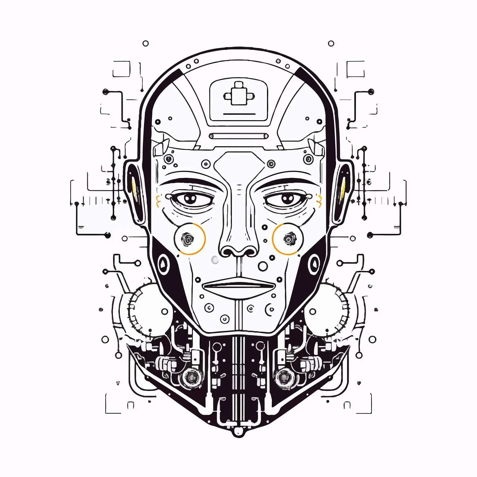 Schematic Portrait of Robot or Android — free download from Dotvec