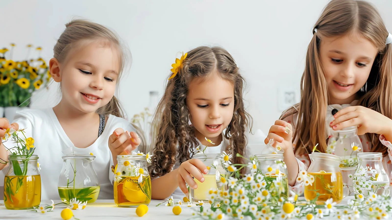Young Students Learning Chamomile Preparation Process — free download from Dotvec