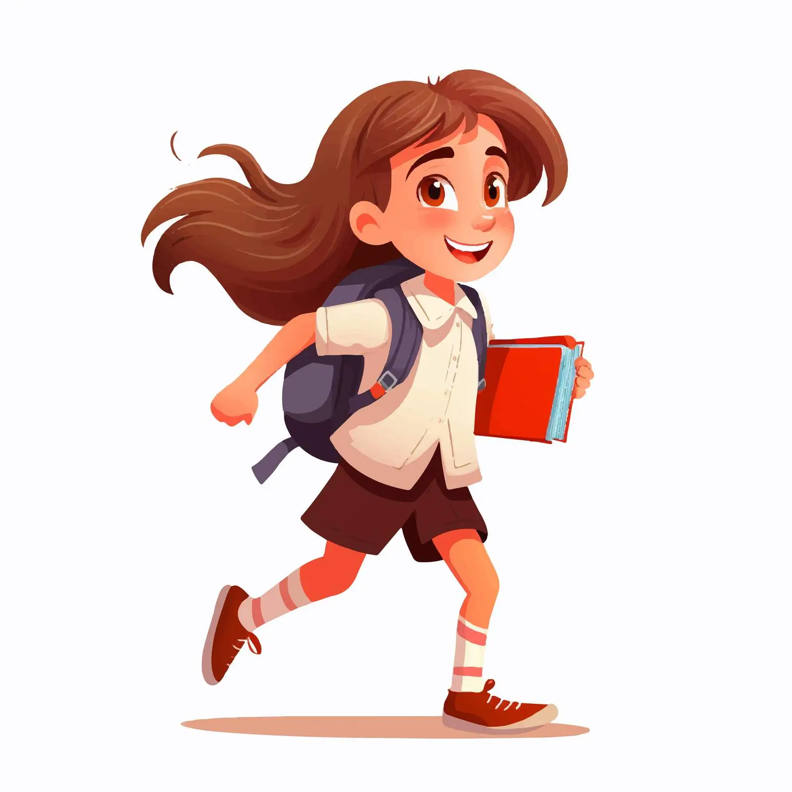Happy School Girl Walking with Books — free download from Dotvec