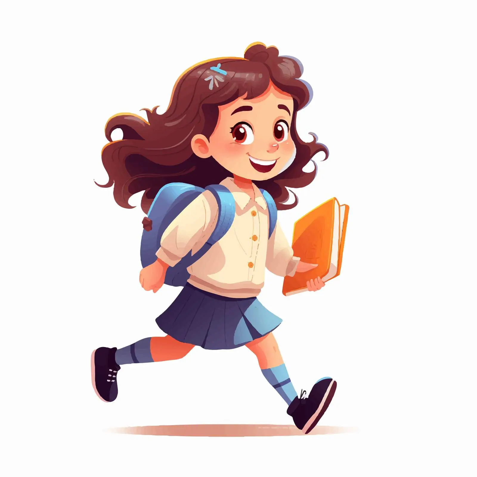 Happy School Girl Walking with Books — free download from Dotvec