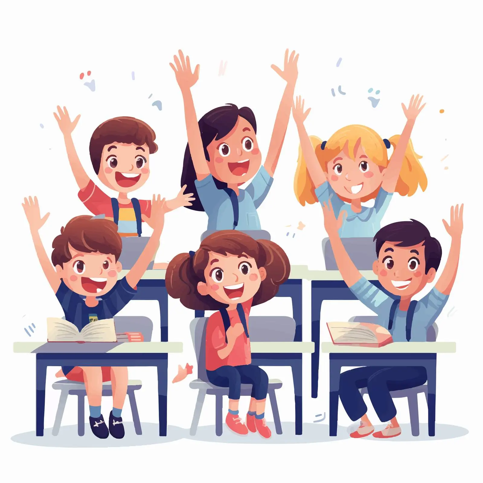Students Raising Hands in Classroom Vectors – free voice image from Dotvec
