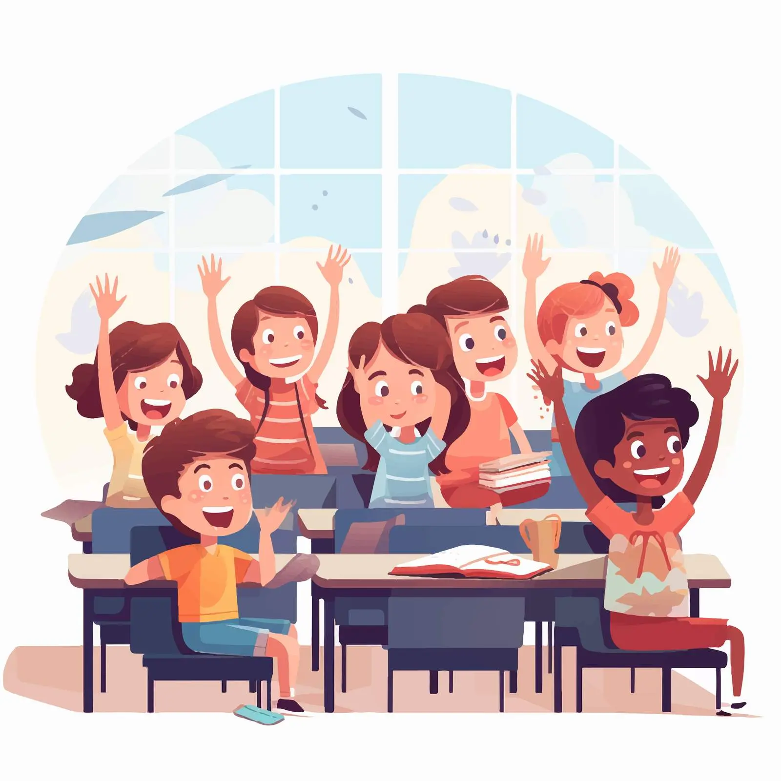 Engaged Students Raising Hands in Class — free download from Dotvec