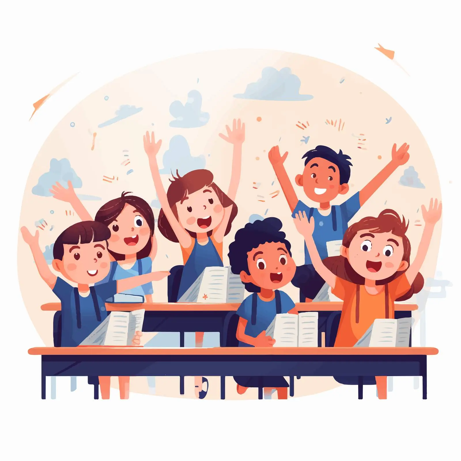 Students Raising Hands in Classroom — free download from Dotvec