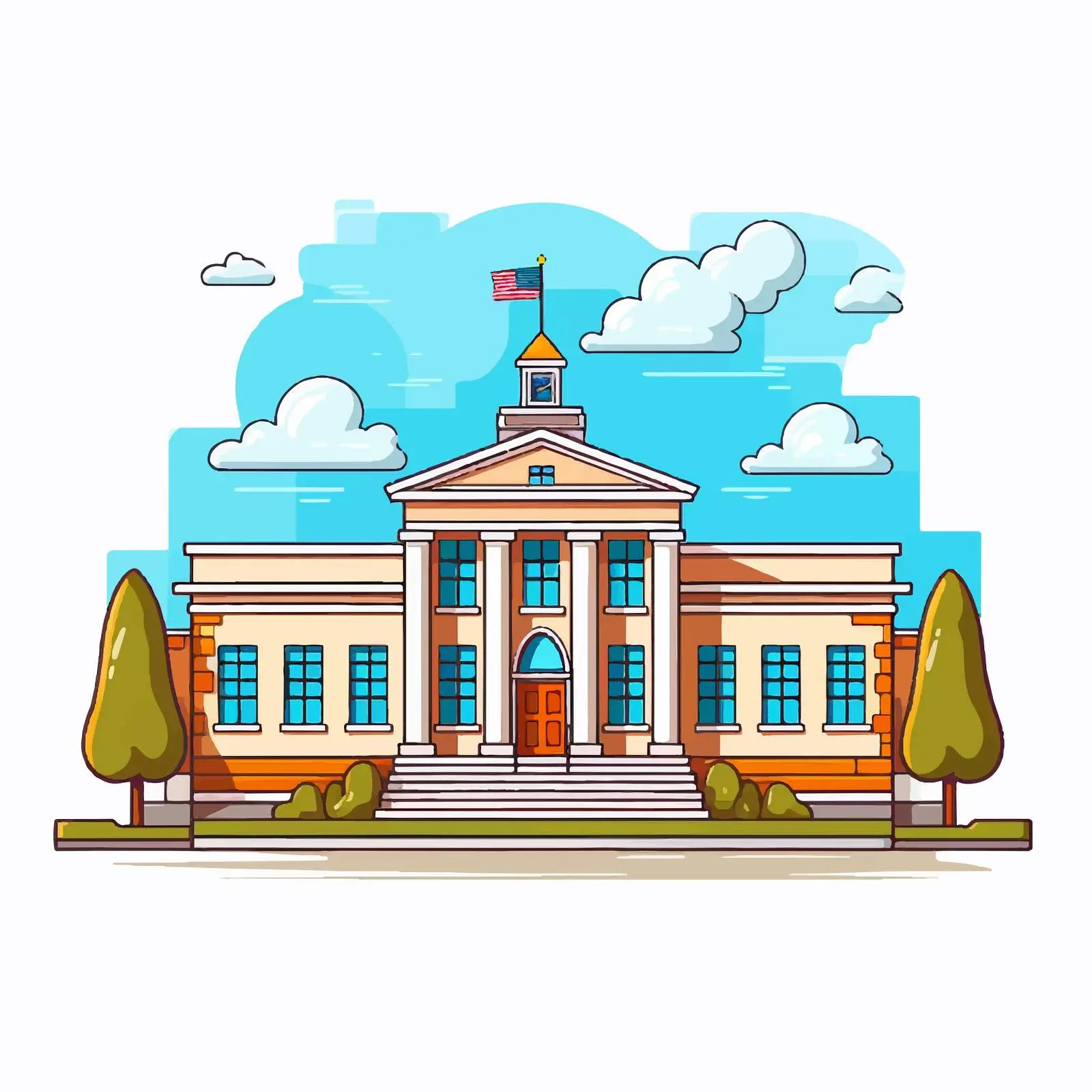 Modern School Linear Vector Illustration — free download from Dotvec