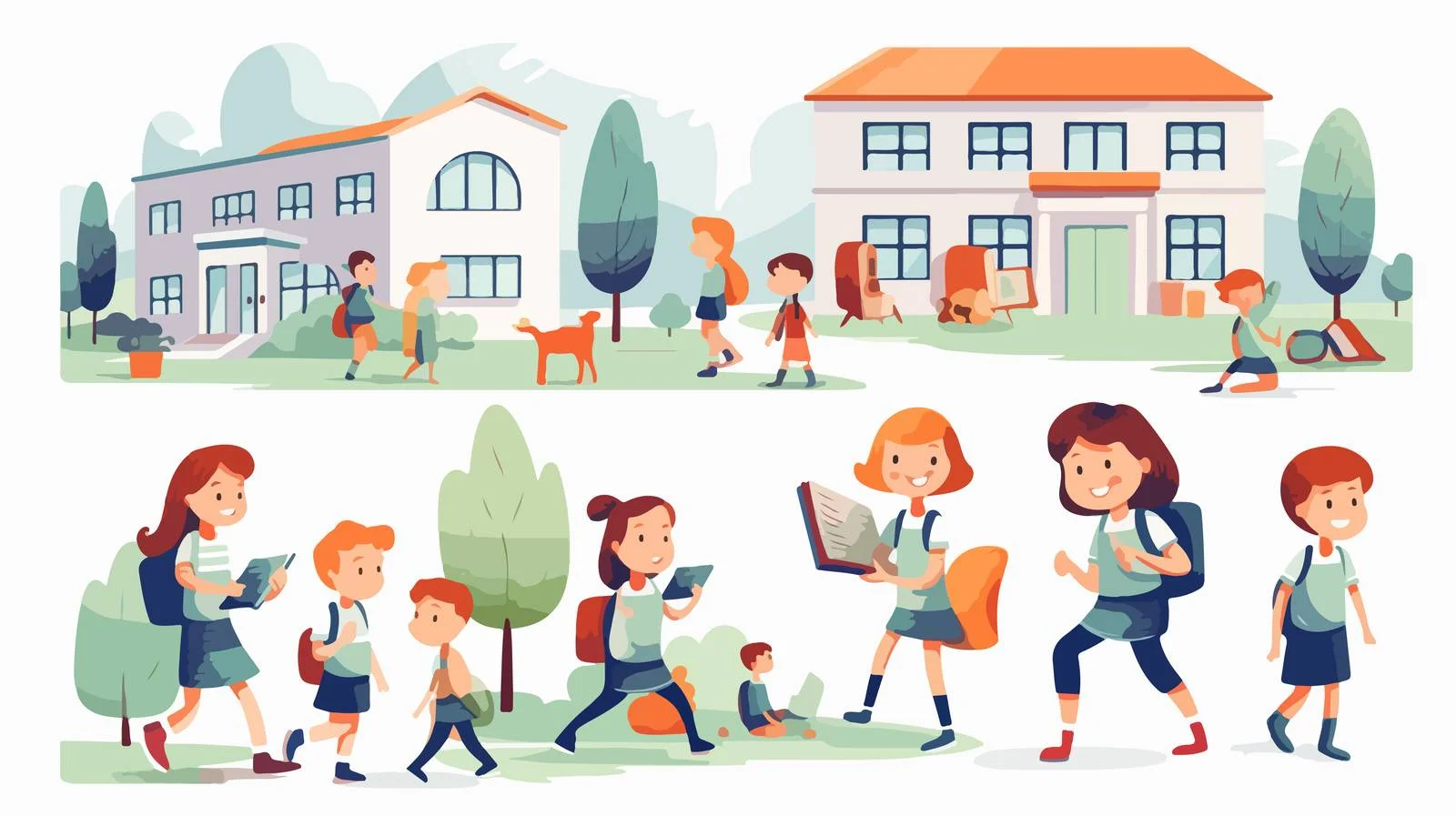 School Activity Cartoon Vector Illustration — free download from Dotvec