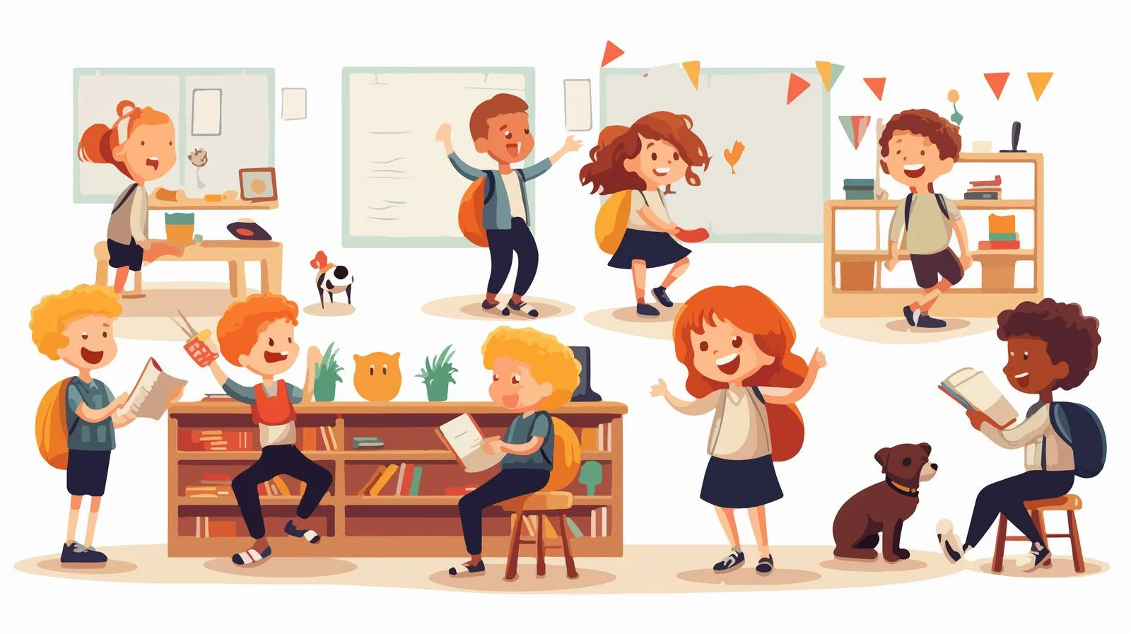 School Activity Cartoon Vector Illustration — free download from Dotvec