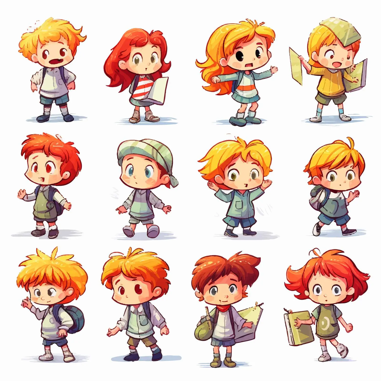 Cartoon Schoolchildren Characters for Animation Design – free youthful energy image from Dotvec