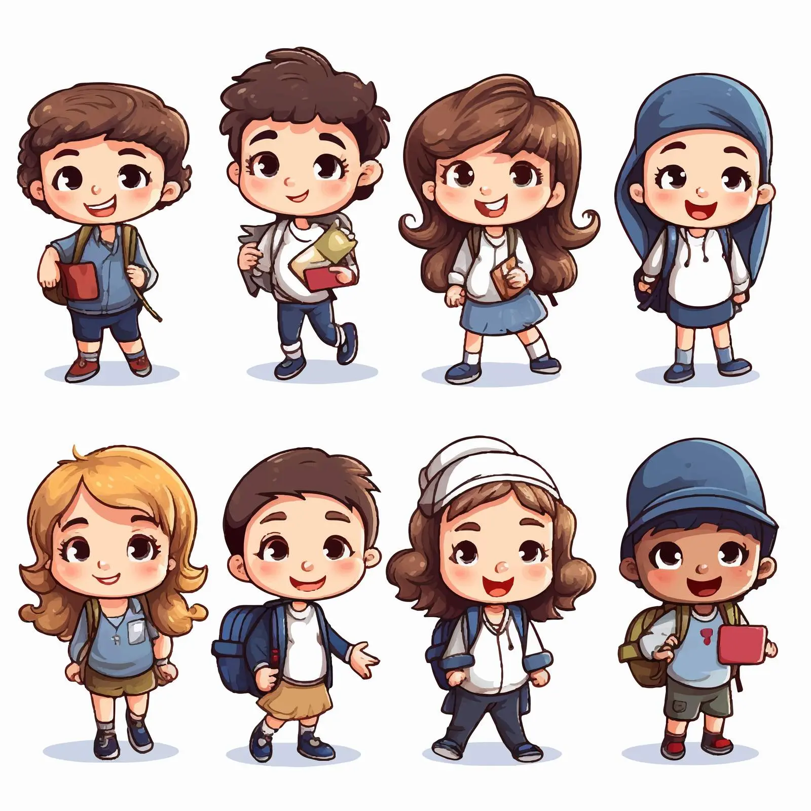 Colorful Cartoon Schoolchildren Characters for Animation – free school environment image from Dotvec
