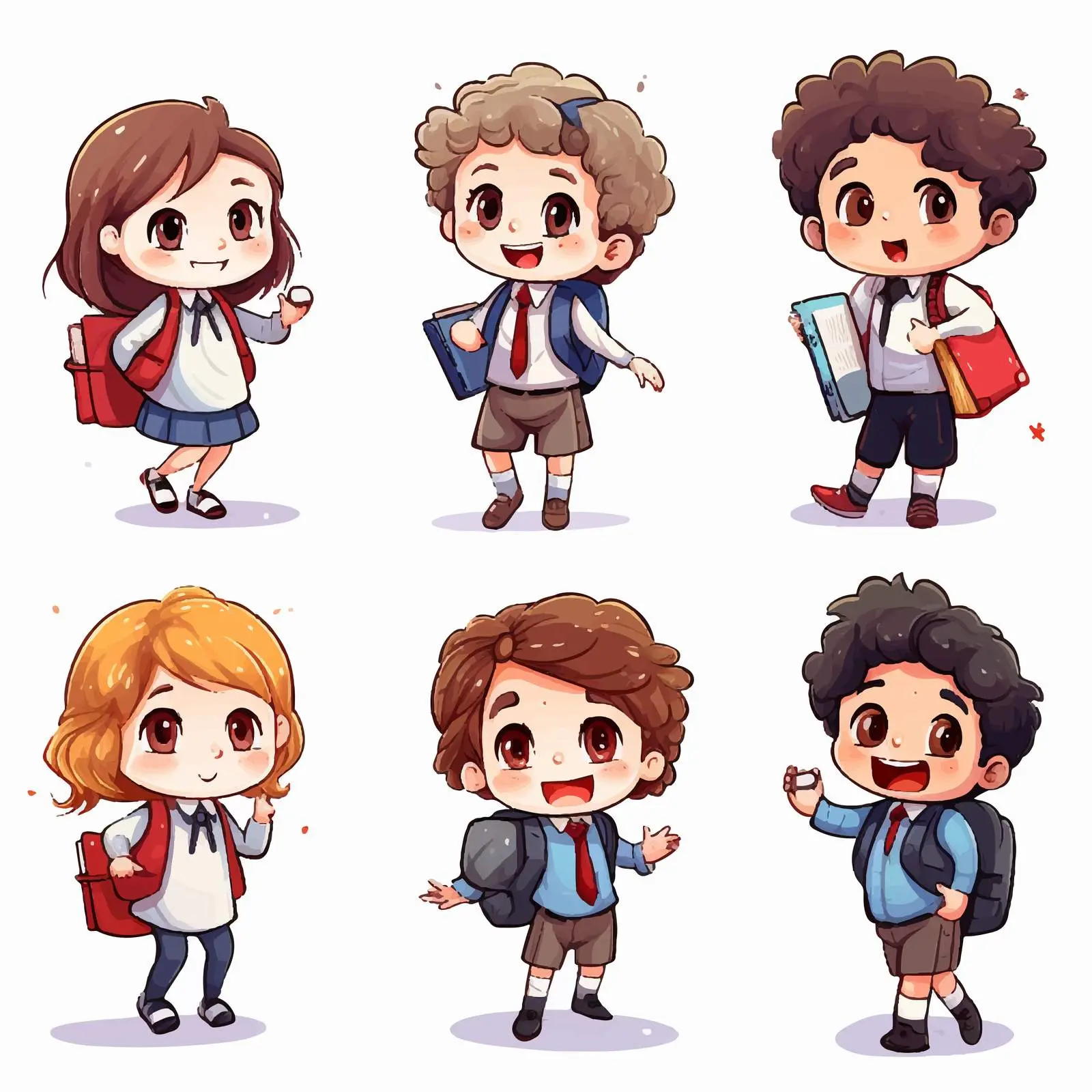 Schoolchildren Characters for Cartoon Animation Design — free download from Dotvec